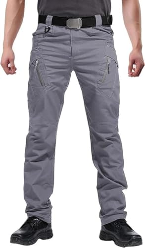 Susclude Men's Cargo Tactical Pants Breathable Ripstop Work Hiking Trousers - color: Gray, size: 30W x 32L