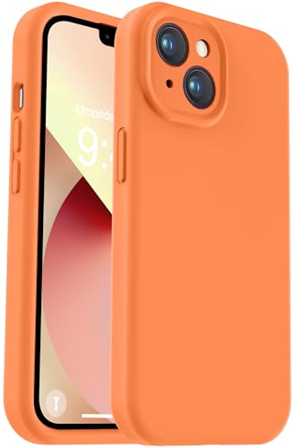 Vooii Compatible with iPhone 13 Case, Liquid Silicone Upgrade [Camera Protection] [Soft Anti-Scratch Microfiber Lining] Shockproof Phone Case for iPhone 13 6.1 inch - Bright Orange - color: Bright Orange, size: iPhone 13