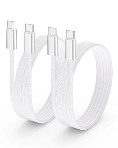 240W USB C Fast Charge & Data Cable 3 FT 2Pack for iPhone 15/16/17 Braided - color: Silvery, size: 3FT