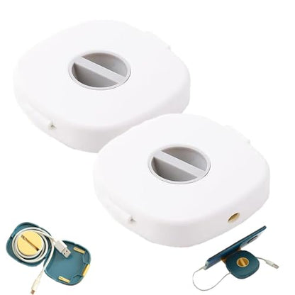 2 in 1 Cable Winder with Phone Stand, Durable Cable Organizer and Charging Stand, Portable Charging Cables Protective Case, for USB, Earphones (2WHITE) - color: 2WHITE