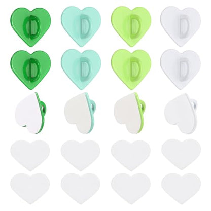 MECCANIXITY 12 Pcs Heart Phone Charm Hook, Adhesive Cell Phone Charm Holder Metal Finger Grip Loop for DIY Case Pad Tablet, White/Fruit Green/Mint Green - color: White/Fruit Green/Mint Green/Grass Green