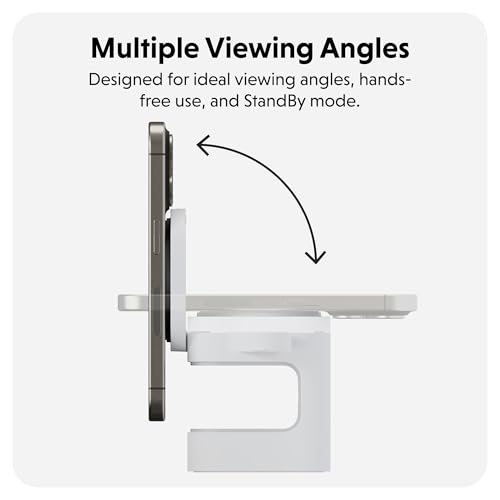 HyperJuice 3-in-1 Wireless Charger Qi2 Magnetic Stand — Fast Charger for iPhone, Apple Watch, Airpods, & Qi Compatible Devices — Compact and Adjustable 3 in 1 Design - style: 3-in-1