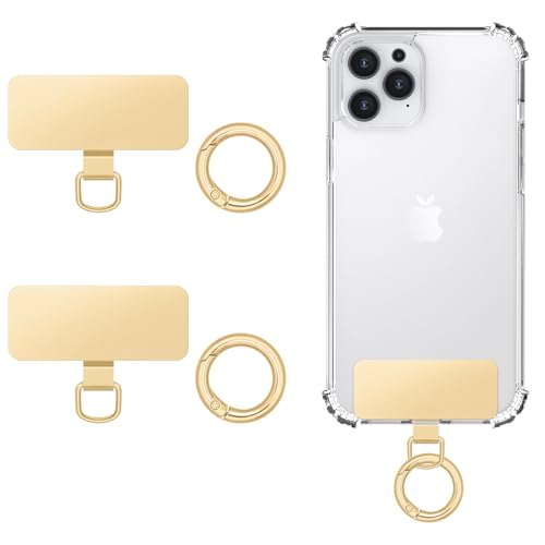 MoKo 2pcs Phone Tether Tab, Stainless Steel Cell Phone Lanyard Pads - color: Gold