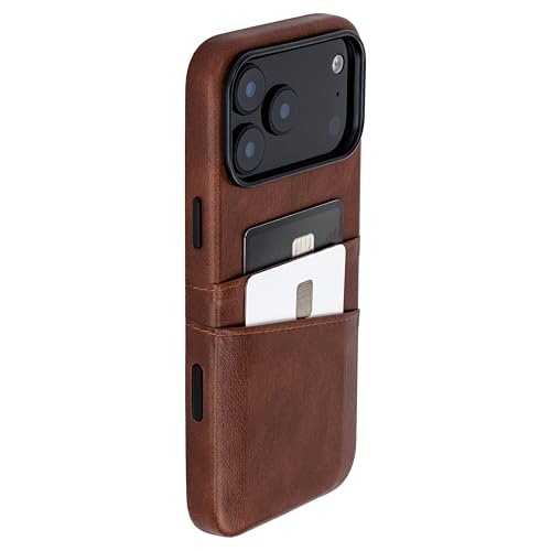 Dockem Card Case for iPhone 17 Pro Max with Magnetic Mounting Plate, Camera Control Button, Wallet with 2 Holder Slots: M2 Exec Premium Synthetic Leather (Brown) - color: Brown, size: 17 Pro Max
