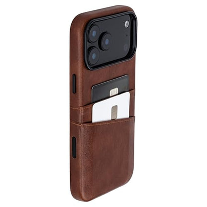Dockem Card Case for iPhone 17 Pro Max with Magnetic Mounting Plate, Camera Control Button, Wallet with 2 Holder Slots: M2 Exec Premium Synthetic Leather (Brown) - color: Brown, size: 17 Pro Max