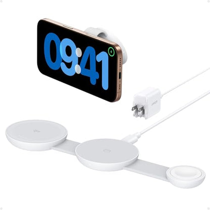 Anker MagGo UFO 3-in-1 MagSafe Compatible Qi2 15W Charging Station - color: Aurora White
