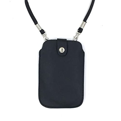 Leather Neck Pouch for iPhone (Style 2) - Magnetic Checkered Black Case by Tapp Collections - color: Black