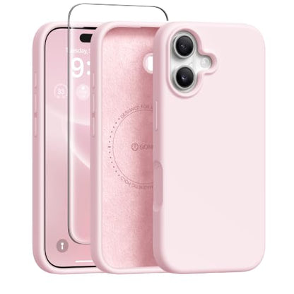 GONEZ Magnetic for iPhone 16 Case, Silicone Cover Chalk Pink - color: A-Chalk Pink, size: Iphone 16