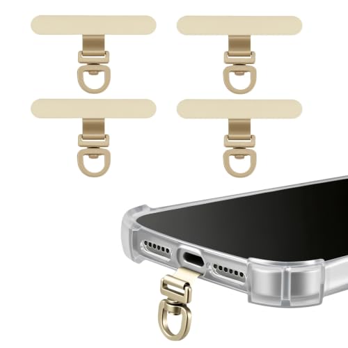 (4-Pack) 360° Rotating Stainless Steel Phone Tether Tab, Universal for Phones, Fit Wristbands, Necklaces & Crossbody Straps (Champagne Gold) - color: Champagne Gold