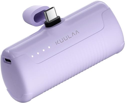 Kuulaa Portable Charger USB C Power Bank 4500mAh Small Portable Phone Charger Android Compact Plug in Battery Pack Portable Compatible with iPhone 15, Samsung Galaxy, Moto, LG, Pixel, Purple - color: Pack of 1 Purple
