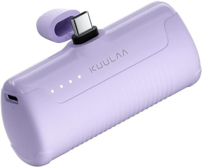 Kuulaa Portable Charger USB C Power Bank 4500mAh Small Portable Phone Charger Android Compact Plug in Battery Pack Portable Compatible with iPhone 15, Samsung Galaxy, Moto, LG, Pixel, Purple - color: Pack of 1 Purple