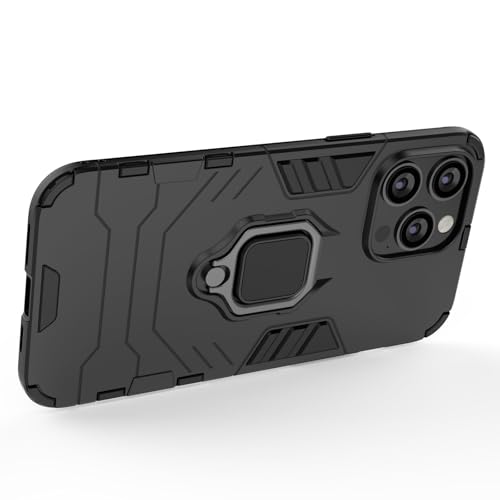Magnet Case for iPhone 16 Pro Max Shockproof Hard Phone Cover with Grip, Metal Ring Kickstand Bumper Shell [Compatible with Magnetic Car Mount] (Black) - size: iPhone 16 Pro Max