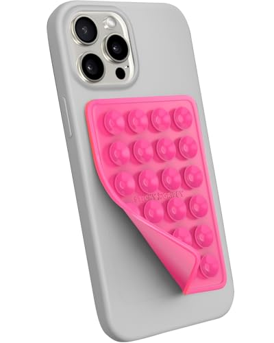 StickyGrippy Suction Phone Case Mount, Sillicon Adhesive Phone Accessory for iPhone and Android, Hands-Free Strong Grip Mirror Shower Phone Holder, Tiktok Videos and Selfies (Pink) - color: Pink