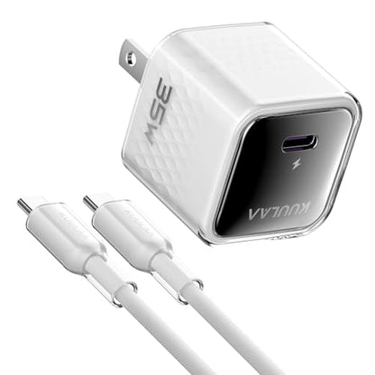 Kuulaa USB C Charger Block 35W iPhone Charger Fast Charging GaN PPS Compact Wall Chargers Block, USB-C Power Adapter for iPhone 16/15/14/13, Galaxy S25/S24/S23 (White)