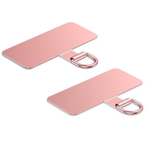 Phone Lanyard Tab, Heavy Duty Tether Tab for iPhone & Android, Metal Lanyard Patch & Strap Adapter, 44lbs Load Capacity, Universal Phone Case Insert for Strap & Charm (Rose Gold*2) - color: Rose Gold*2