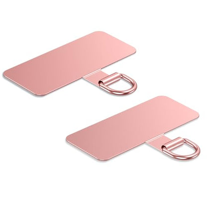 Phone Lanyard Tab, Heavy Duty Tether Tab for iPhone & Android, Metal Lanyard Patch & Strap Adapter, 44lbs Load Capacity, Universal Phone Case Insert for Strap & Charm (Rose Gold*2) - color: Rose Gold*2