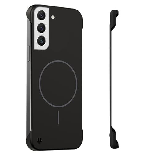 Frameless Case for Samsung Galaxy S22 Case 5G, Magnetic [Borderless Original Touch], with Mag-Safe, Ultra Lightweight Thin Slim Case, Anti-Fingerprint PC Hard Shell, Comfortable Feel (Black) - color: Black, size: S22