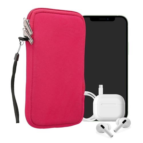 kwmobile Universal Phone Pouch Size XL - 6.7/6.8" - Neoprene Smartphone Pouch with Zip - Water-Repellent Mobile Phone Case - Sleeve in Dark Pink - color: dark pink, size: XL - 6.7/6.8"