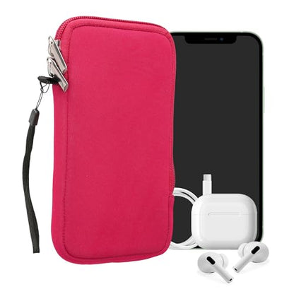 kwmobile Universal Phone Pouch Size XL - 6.7/6.8" - Neoprene Smartphone Pouch with Zip - Water-Repellent Mobile Phone Case - Sleeve in Dark Pink - color: dark pink, size: XL - 6.7/6.8"