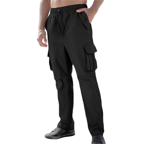Men Cargo Pants Cotton Twill Breathable Tactical Waterproof Flap Pockets Hiking Beach Fishing Tactical Pants for Men - color: A Black, size: X-Large
