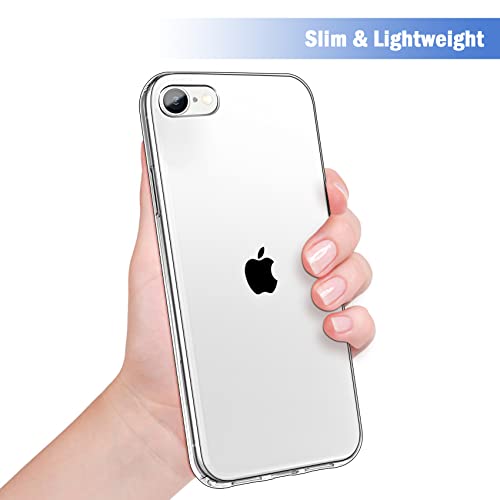 JJGoo Compatible with iPhone SE Case 2022/2020, Compatible with iPhone 7 8 Case Clear Soft Transparent Shockproof Protective Slim Thin Bumper Phone Cover - color: Clear
