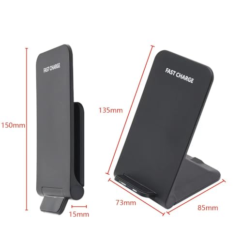 Wireless Charging Station,15W Fast Wireless Charging Station with Sleep-Friendly Adaptive Light,Compatible with Samsung Galaxy, Google LG, etc（Black） - color: Black