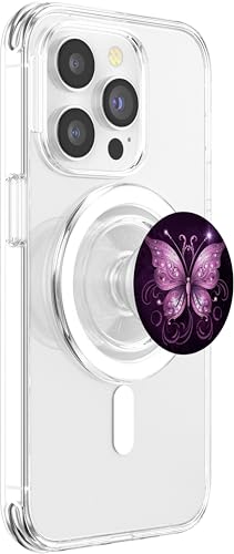 Pink Butterfly Purple Butterfly PopSockets PopGrip for MagSafe - style: Magnetic PopGrip