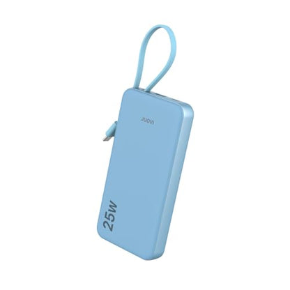 JUOVI Power Bank 25W 10000mAh Portable Charger with Built-in Cable - color: Blue