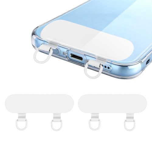 uxcell Double Ear Stainless Steel Clip Phone Lanyard Tab Ultra-Thin Phone - color: White
