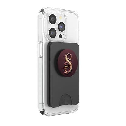 Red Initial Letter S Personalized Pretty Script PopSockets PopWallet for MagSafe - style: Magnetic PopWallet