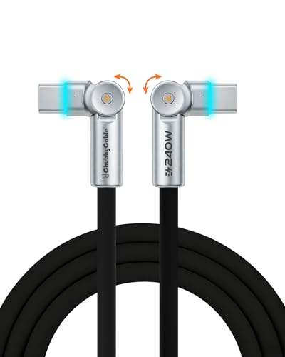 chubbycable RotateX 240W 180° Rotating USB C to USB C Cable, Black, 3.3ft - color: Black, size: 3.3ft (1m)