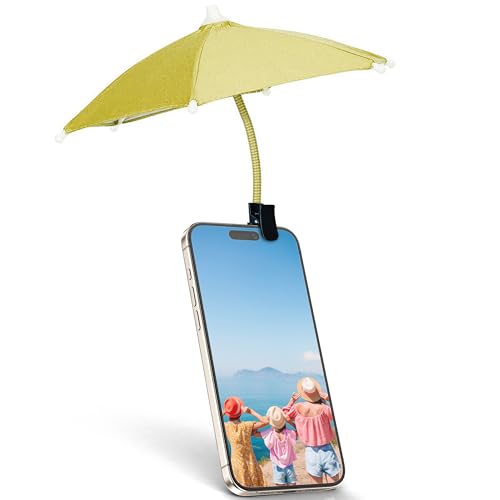 Phone Umbrella for Sun, Clip-On Phone Sun Shade, Universal Fit - color: Yellow