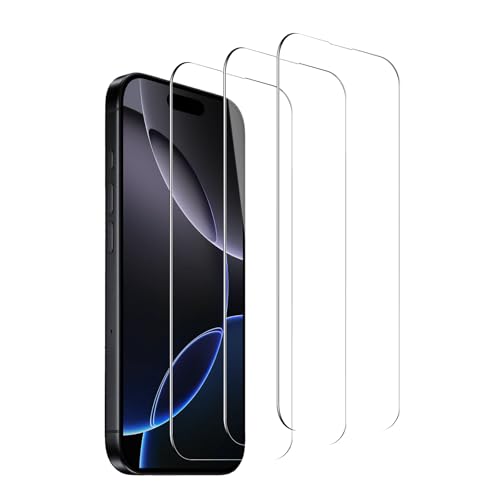 3 Pack Tempered Glass Screen Protector for iPhone 16 Pro/17/17 Pro, 9H Hardness, Scratch Resistant, HD Clear, Case Friendly, Bubble-Free, Easy Install - size: iPhone 16 Pro/17/17 Pro