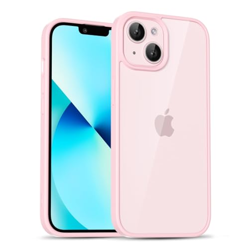for iPhone 13 Mini Case Clear, Cute Transparent 13 Mini Phone Case Hard Shell & Soft Silicone Bumper & Clear Back, Acrylic Plastic TPU Non Yellowing Phone Cover for Women, Light Pink - color: Light Pink, size: 13 Mini