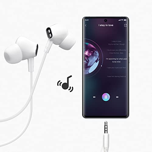 Aylaa Wired Earbuds Headphones for School with Microphone Noise Isolating Stereo Bass in-Ear Earphones – for Smartphones, Tablets, Schools, Ipads, Multiuse - 3.5mm Plug in Audio Jack - White - color: White