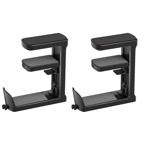 Headphone Hook - Adjustable Clamp-on Headphone Holder (Black_2 Pack) - color: Black_2 Pack