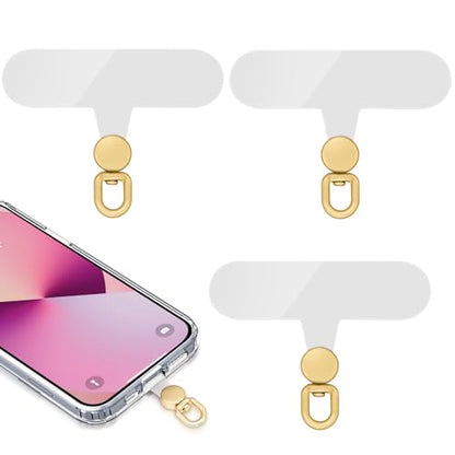 360°Rotatable Phone Tether Tab,3 Pieces Universal Phone Lanyard Patch Without Adhesive,Phone Lanyard Replacement Part for Cell Phone Strap(Transparent) - color: Transparent-3