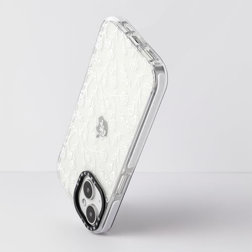 Dumkery Cute White Flowers Phone Case Compatible with iPhone 14 Plus, Clear Floral iPhone 15 Plus Case with Aesthetic Pattern, Soft TPU Shockproof Bumper Cover for Girls Women - size: iPhone 14 Plus/iPhone 15 Plus
