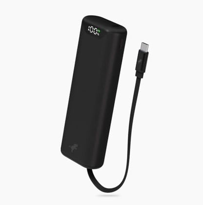 Nimble Champ Stretch Portable Charger with USB-C Cable, 10000mAh Power Bank - color: Black