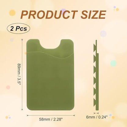 uxcell 2 Pack Suction Phone Card Holder, Silicone Suction Cup Phone Grip Card Holder Mount with Card Slot for Cellphone, Dark Green - color: Dark Green