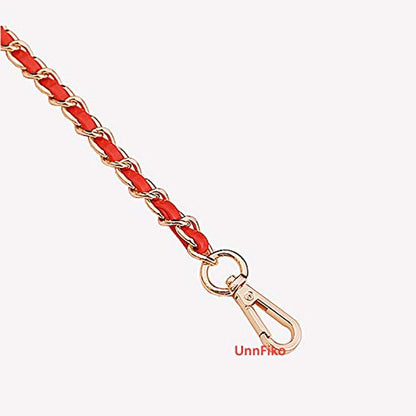 UnnFiko 43" DIY Bag Purse Chain Strap Replacement Crossbody Bag Straps Purse Accessories Straps Handmade Shoulder Bag Charms for Handbag Bags (Red & Gold, Metal Chain) - color: Red & Gold