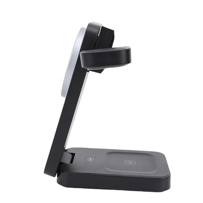 Yunseity Wireless Charging Station, 3 in 1 Foldable, 15W Fast Wireless Charger for Phone Watch Earbuds, Travel Charging Stand