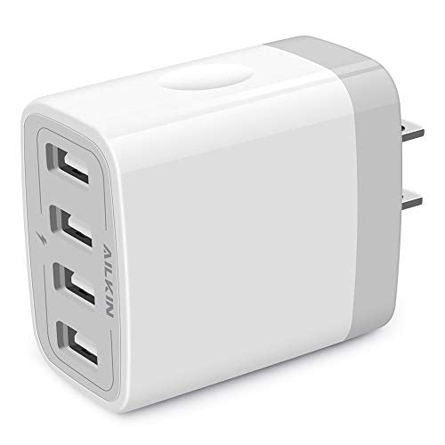 USB Charger Cube, Wall Charger Plug, AILKIN 4.8A 4-Muti Port USB Adapter - color: White