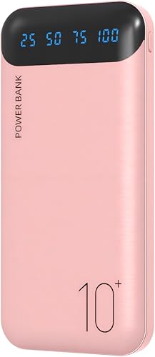 YOBON Power Bank 10000mAh Portable Charger Slim Battery Pack with 2 USB 2.4A Outputs and USB C in/Out Compatible with Huawei iPhone 16 15 14 13 12 iPad Samsung Galaxy S20 Android Tablet (Light Pink) - color: Light Pink