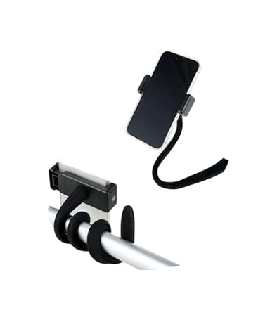 Stroller Phone Holder – Portable Flexible Cell Phone Holder Stand, Non-Skidding Arm Grip Soft Alloy Clamp, Universal Accessories for Desk/Treadmill/Bicycle/Handlebar (Phone Holder for Treadmill)