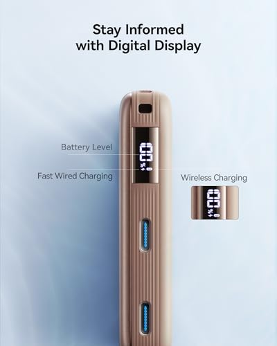 INIU for MagSafe Qi2.2 25W Portable Charger, Slimmest 10000mAh Power Bank - color: Brown