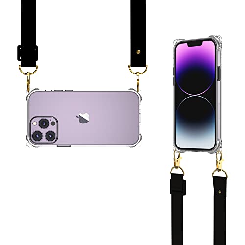 for iPhone 14 Pro Max Clear Case with Crossbody Strap, Slim Fit Shockproof Protective Phone Case with Anti-Lost Detachable Adjustable Shoulder Neck Lanyard Strap for Girls and Women - size: iPhone 14 Pro Max