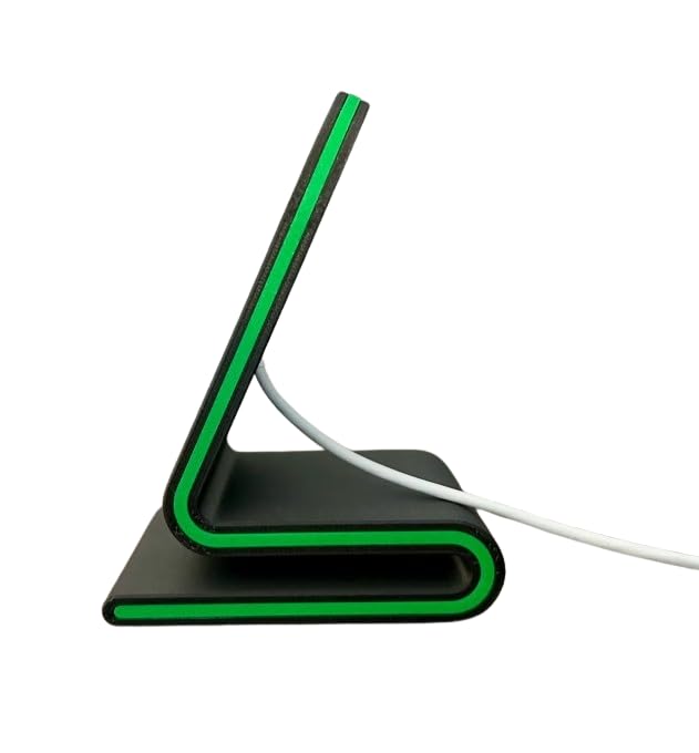 Modern Phone Stand with Magnetic Charging Compatibility – Custom Accent Color – Black Base (Magnetic Charger Not Included) (Brown) - color: Brown