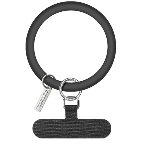TACOMEGE Silicone Ring Phone Lanyard, Black - color: Black