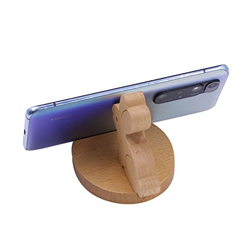 Cute Bunny Cellphone Stand Holder Wooden Smartphone Desk Holder for All Mobile Phones Animal Phone Stand Desk Ornament - color: Bunny A